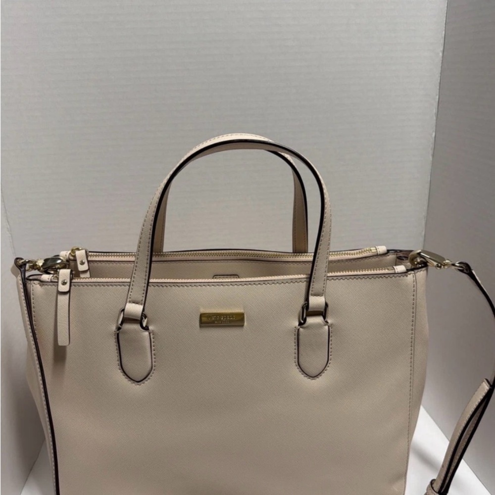 Kate Spade Beige Satchel with Gold Details